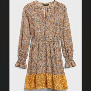 Banana Republic Smocked Fit-and-Flare Dress, XS